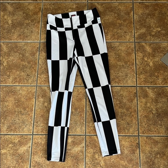 2B bebe Black and White Checkerboard Leggings High Rise Size S - Picture 1 of 4